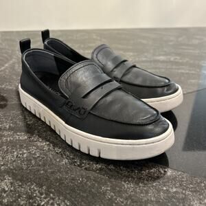 Vionic Uptown Shoes Womens 6 Black Leather Comfort Penny Loafers Flats Sneaker